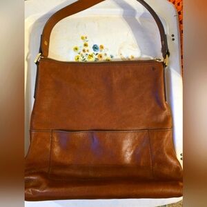 Vintage Fossil Elegant Brown Leather Shoulder Bag